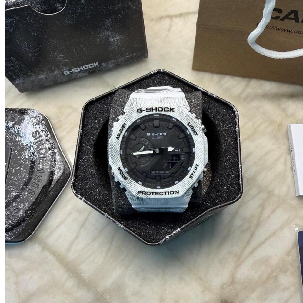 White & Black Camo Adjustable Watch